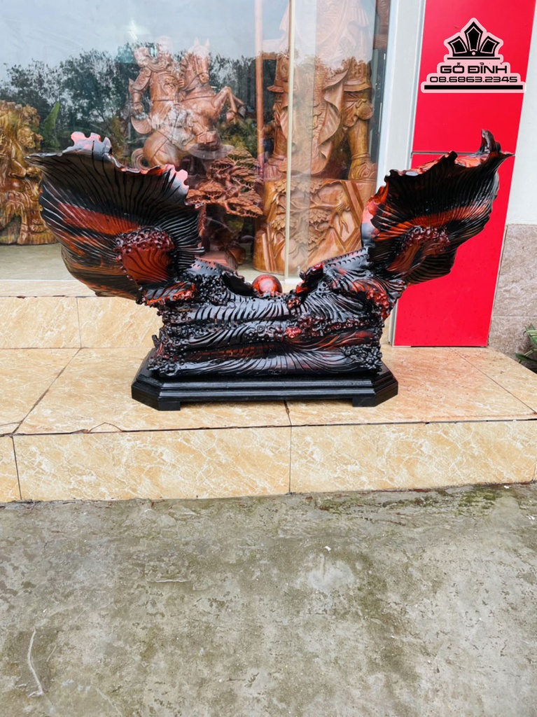 Tượng Cá Xiêm Gỗ Trắc Cao 60 Ngang 103 Sâu 32 (cm) 2