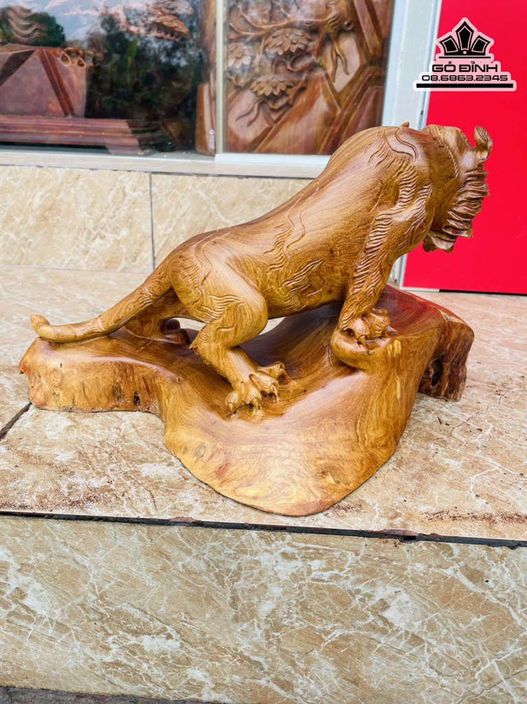 Tượng Hổ Gỗ Hương Cao 25 Ngang 40 Sấu 21 (cm) 2