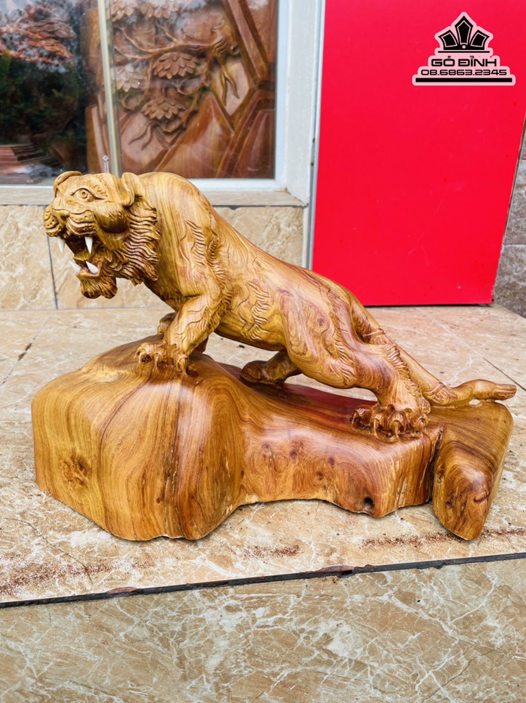 Tượng Hổ Gỗ Hương Cao 25 Ngang 40 Sấu 21 (cm) 3