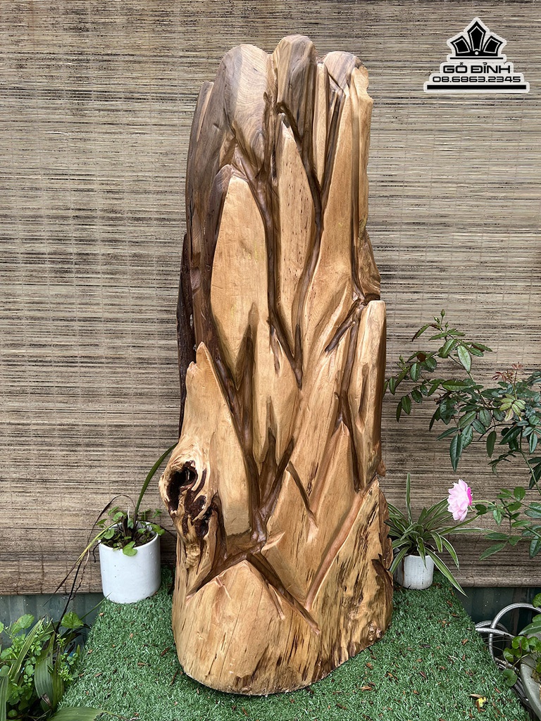 Tượng Nhất Tâm Bái Phật Gỗ Bách Xanh Cao 92 Ngang 39 Sâu 28 (cm) 2