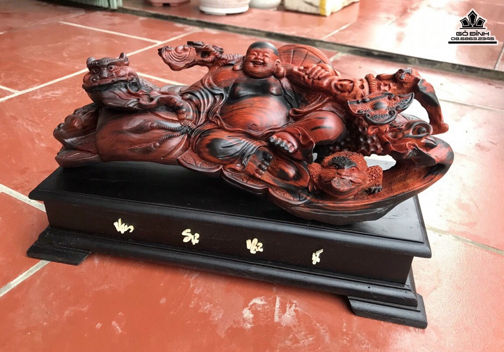 Tượng Phật Di Lặc Gỗ Trắc Cao 26 Ngang 44 Sâu 18 (cm) 1