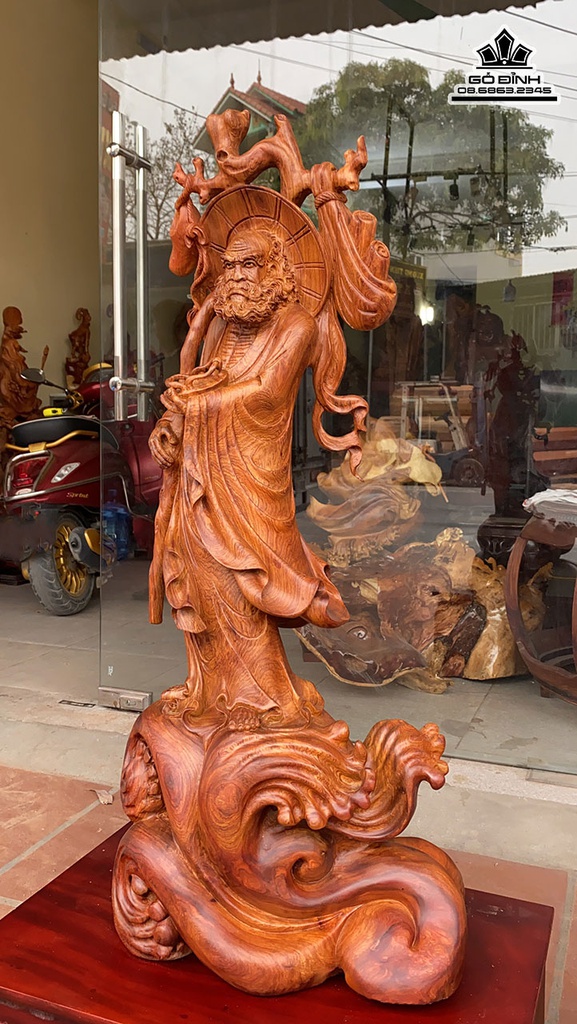 Tượng Đạt Ma Sư Tổ Gỗ Hương Cao 94 Ngang 40 Sâu 26 (cm) 1