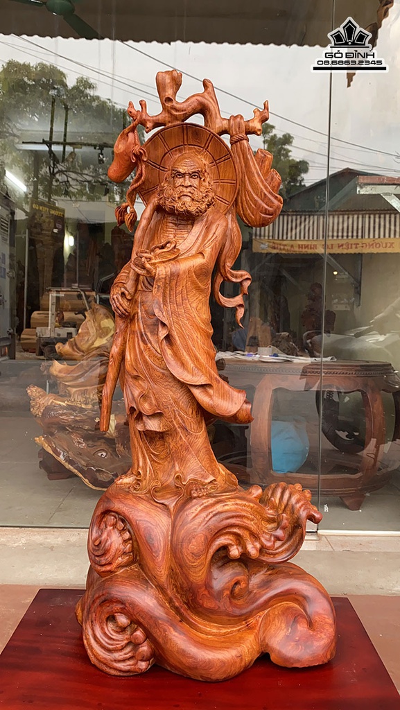 Tượng Đạt Ma Sư Tổ Gỗ Hương Cao 94 Ngang 40 Sâu 26 (cm) 3
