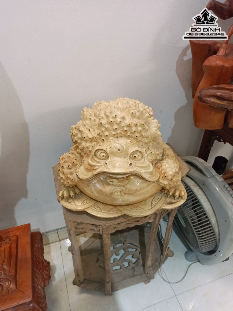 Tượng Cóc Thiềm Thừ Gỗ Nu Nghiến Cao 32 Ngang 40 Sâu 40 (cm) 2