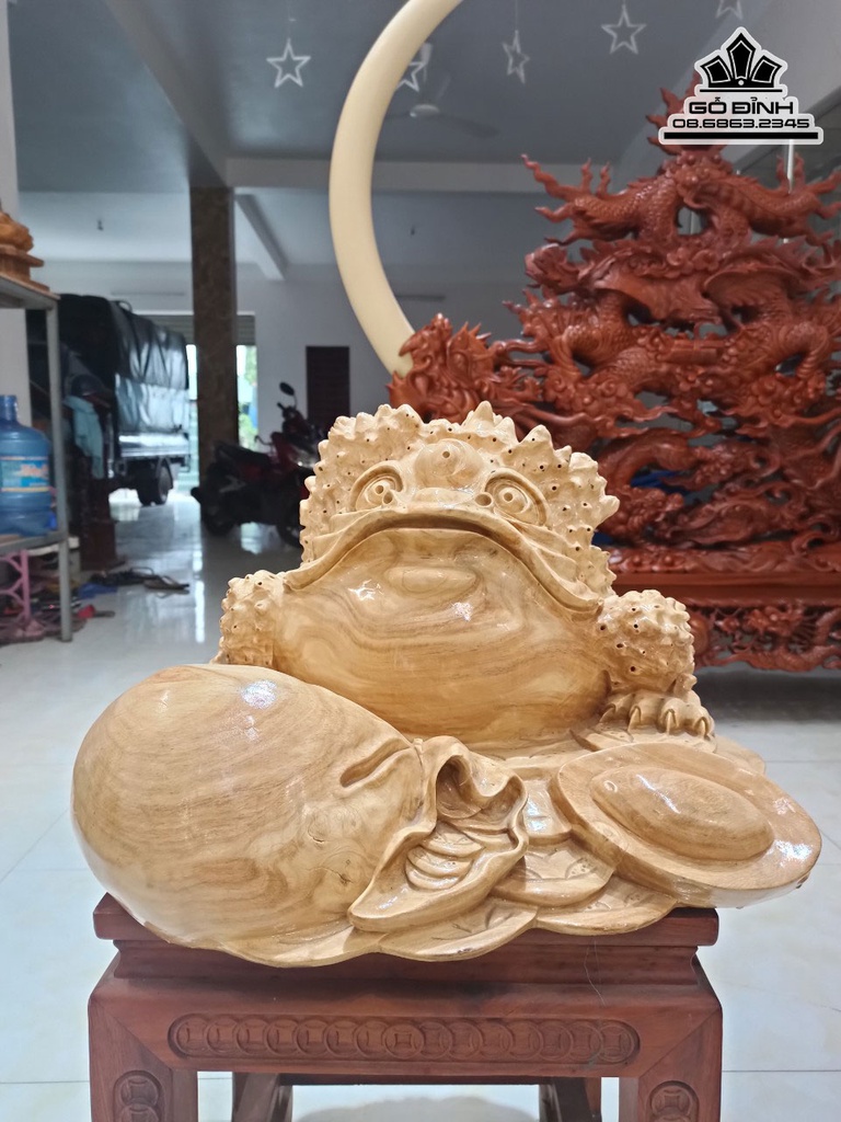 Tượng Cóc Thiềm Thừ Gỗ Nu Nghiến Cao 32 Ngang 40 Sâu 40 (cm) 3