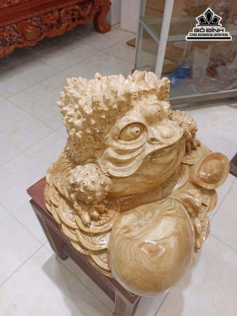 Tượng Cóc Thiềm Thừ Gỗ Nu Nghiến Cao 32 Ngang 40 Sâu 40 (cm) 5