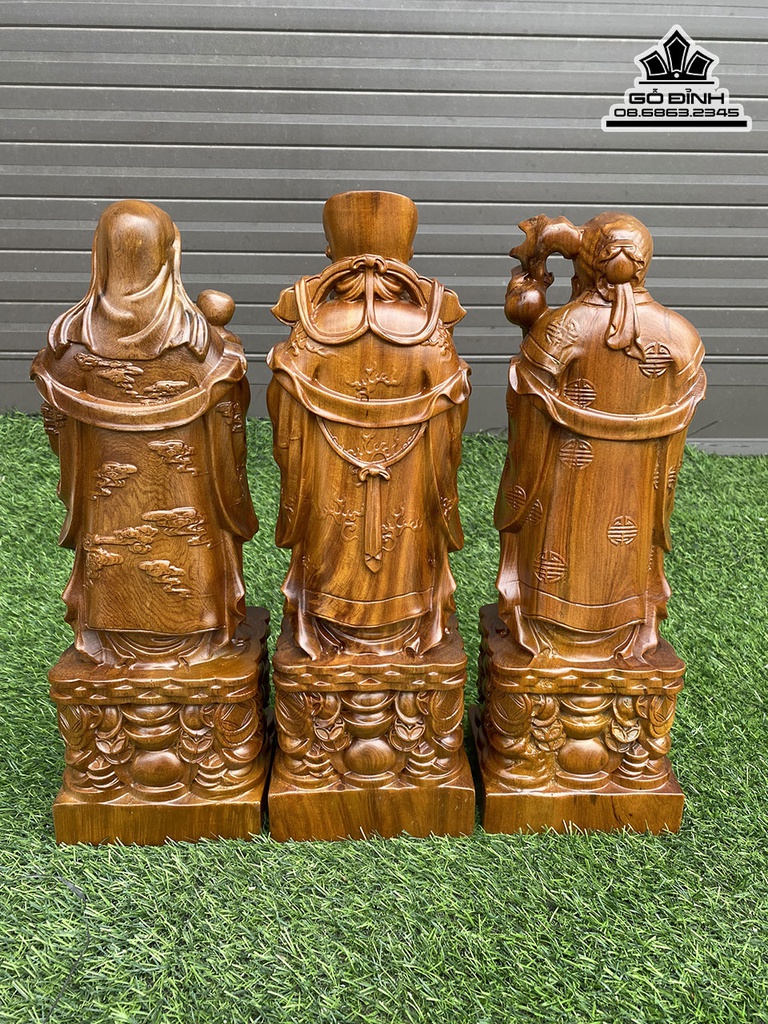 Tượng Phúc Lộc Thọ Gỗ Bách Xanh Cao 40 Ngang 13 Sâu 11 (cm) 1