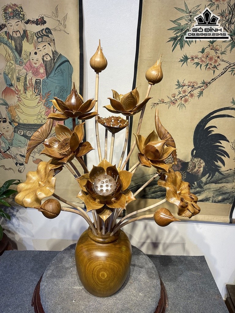 Bình Hoa Sen Gỗ Ngọc Am Cao 86 Ngang 63 Sâu 40 (cm) 0