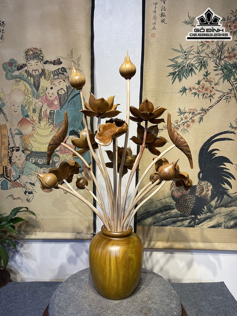 Bình Hoa Sen Gỗ Ngọc Am Cao 86 Ngang 63 Sâu 40 (cm)5