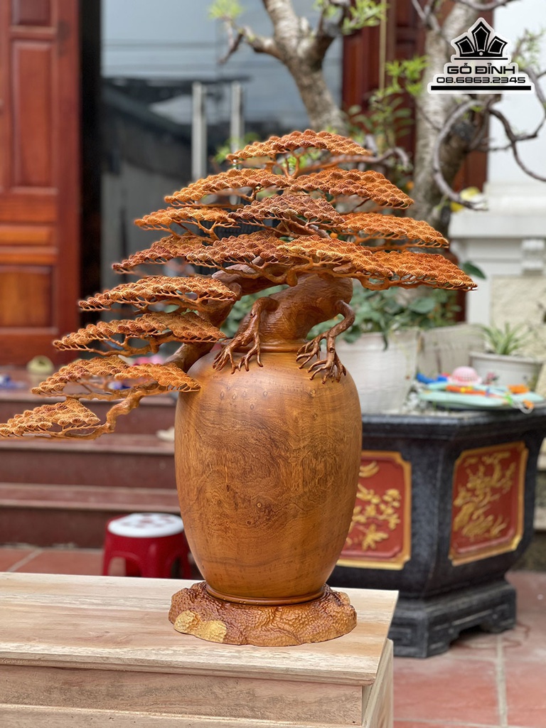 Cặp Bình Bonsai Gỗ Hương Việt Cao 75 Ngang 80 Sâu 30 (cm) 1