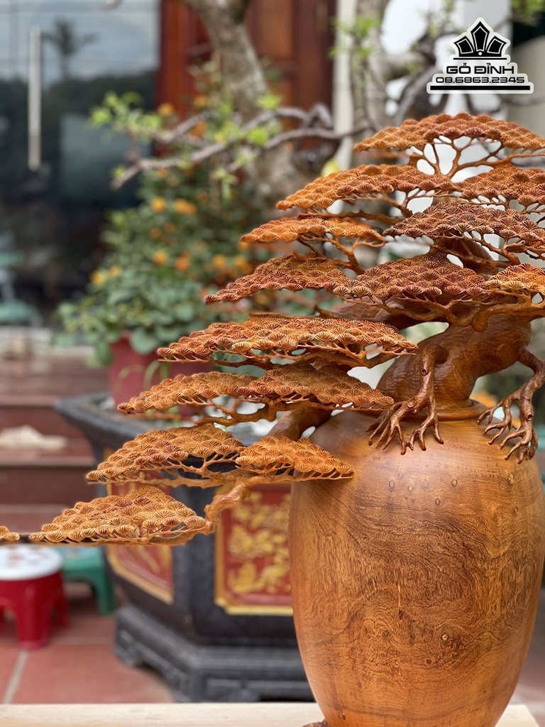 Cặp Bình Bonsai Gỗ Hương Việt Cao 75 Ngang 80 Sâu 30 (cm) 4