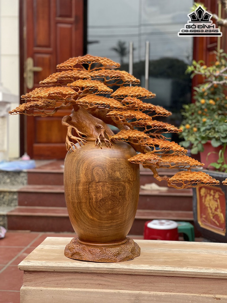 Cặp Bình Bonsai Gỗ Hương Việt Cao 75 Ngang 80 Sâu 30 (cm) 5
