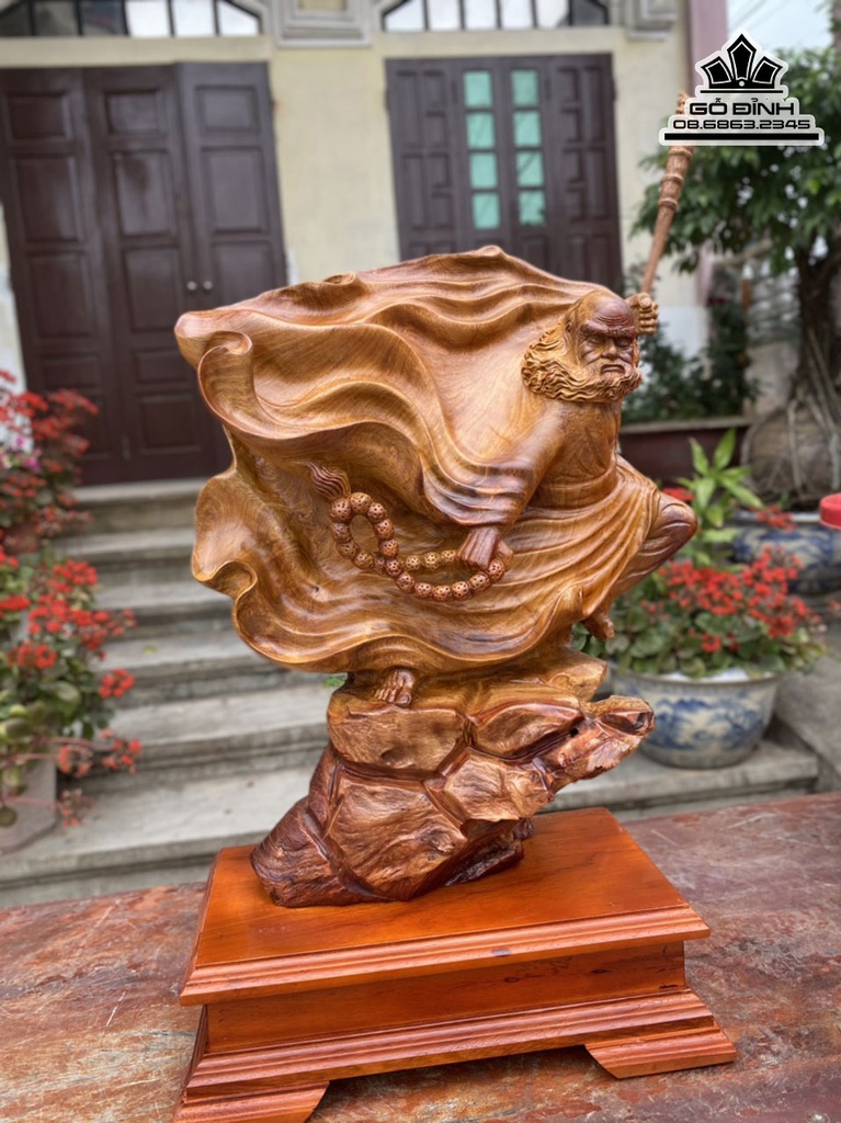 Tượng Đạt Ma Gỗ Hương Ta Liền Khối Cao 49 Ngang 40 Sâu 18 Cả Kỷ 61 (cm) 2