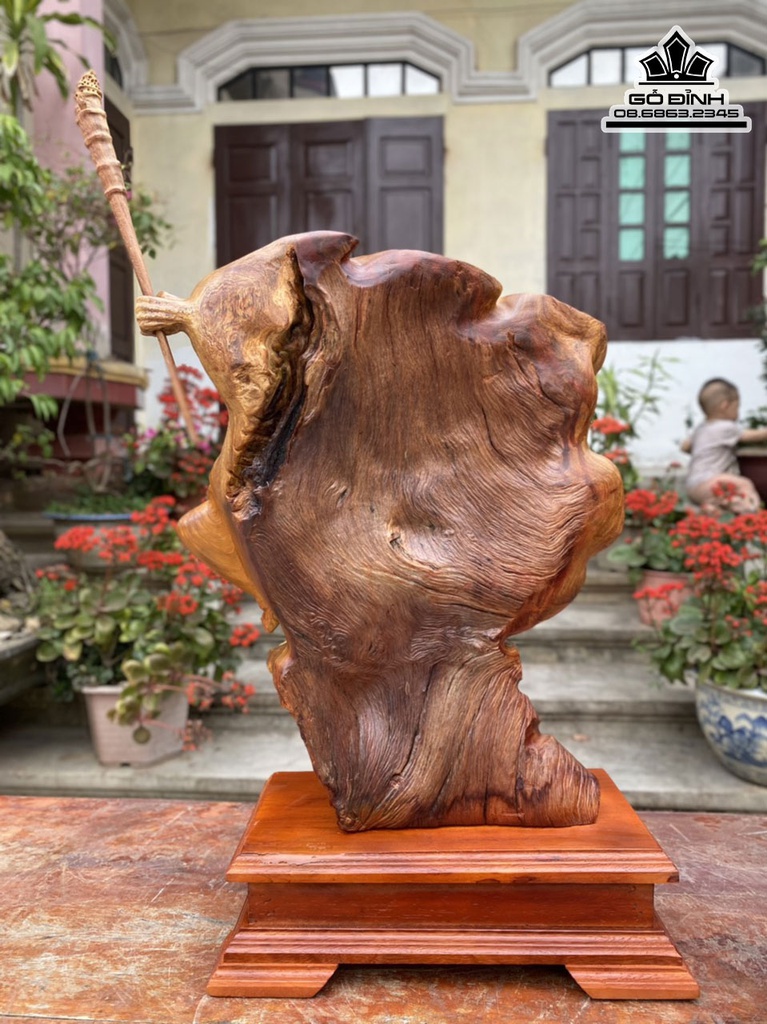 Tượng Đạt Ma Gỗ Hương Ta Liền Khối Cao 49 Ngang 40 Sâu 18 Cả Kỷ 61 (cm) 3