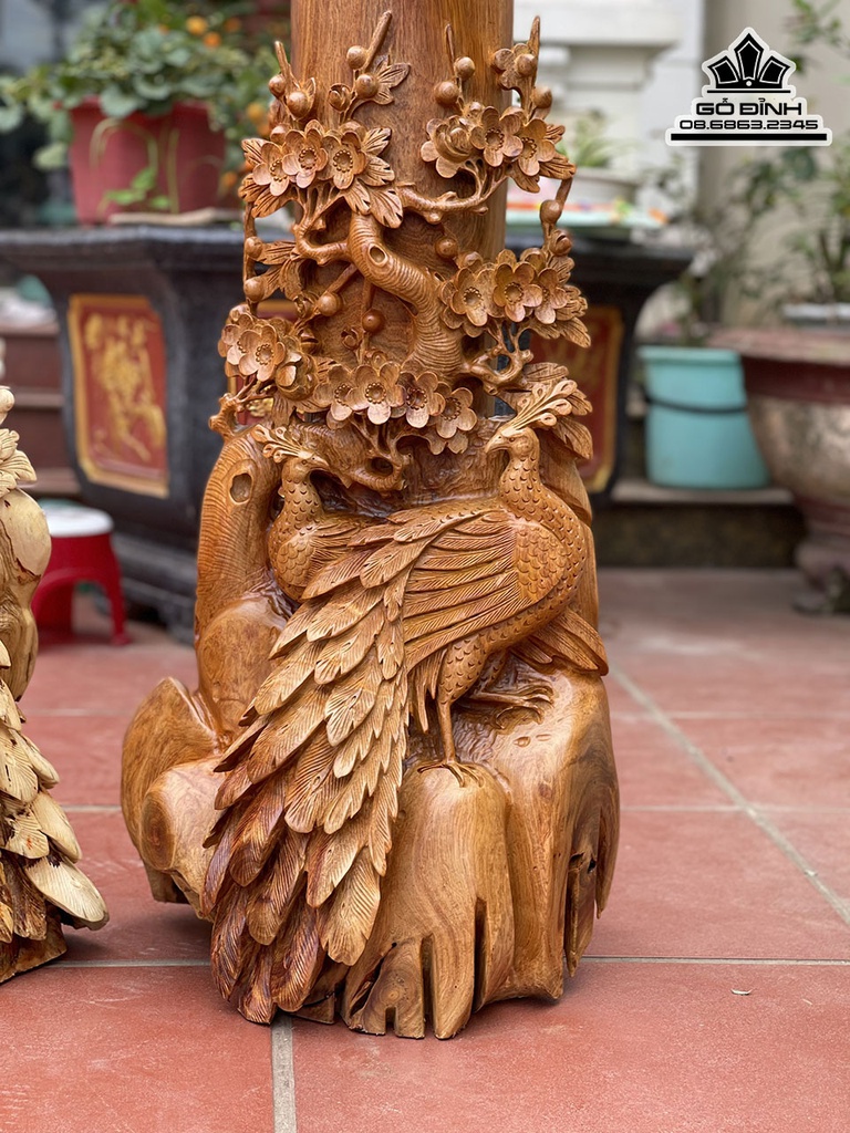 Cặp Bình Phu Thê Gỗ Hương Cao 90 ngang 46 Sâu 35 (cm) 1