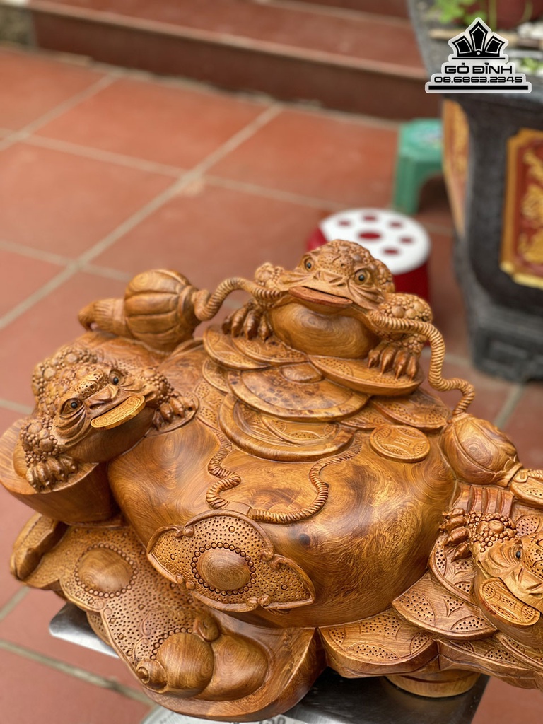 Tượng Tam Cóc Chấn Bình Gỗ Hương Việt Liền Khối Cao 39 Ngang 68 Sâu 45 (cm) 1