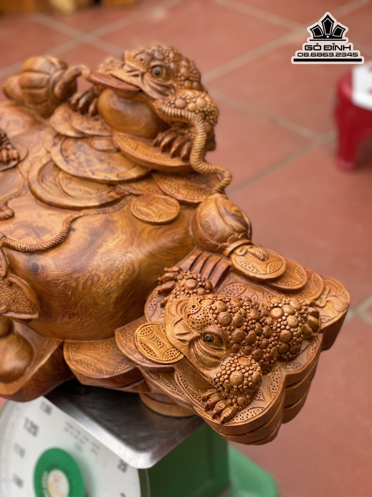 Tượng Tam Cóc Chấn Bình Gỗ Hương Việt Liền Khối Cao 39 Ngang 68 Sâu 45 (cm) 4