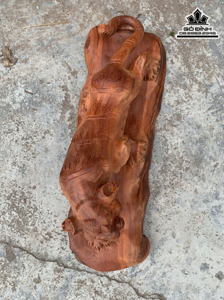 Tượng Hổ Gỗ Hương Cao 25 Ngang 60 Sâu 20 (cm) 3
