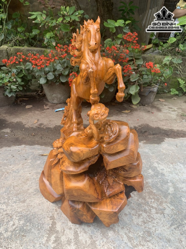 Tượng Ngựa  Nhất Mã Gỗ Hương Cao 57 Ngang 36  Sâu 27 (cm) 1