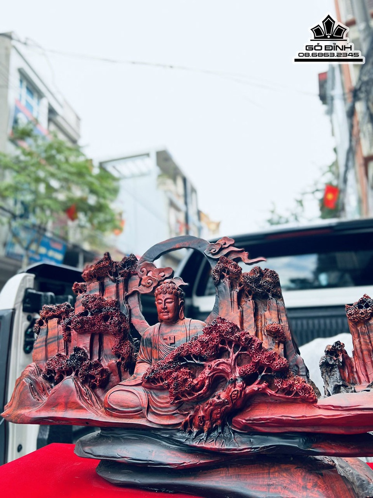 Tượng Nhất Tâm Bái Phật Gỗ Trắc  Cao 47 Ngang 95 Sâu 17 (cm) 3