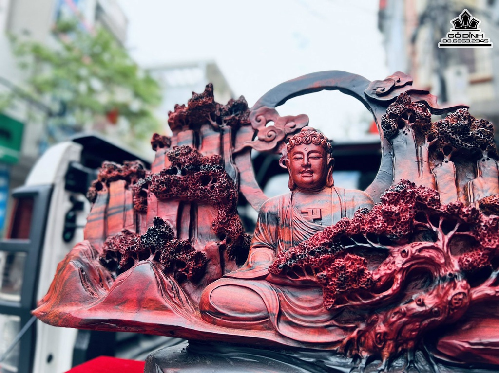 Tượng Nhất Tâm Bái Phật Gỗ Trắc  Cao 47 Ngang 95 Sâu 17 (cm)4