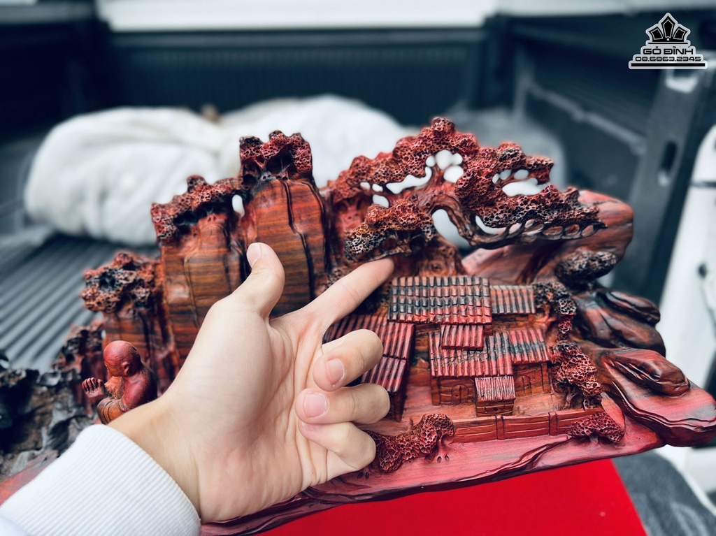 Tượng Nhất Tâm Bái Phật Gỗ Trắc  Cao 47 Ngang 95 Sâu 17 (cm)5