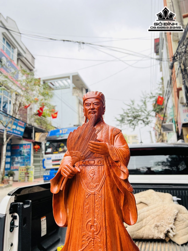 Tượng Gia Cát Lượng (Khổng Minh)Gỗ Hương Cao 100 Ngang 35 Sâu 22 (cm) 4