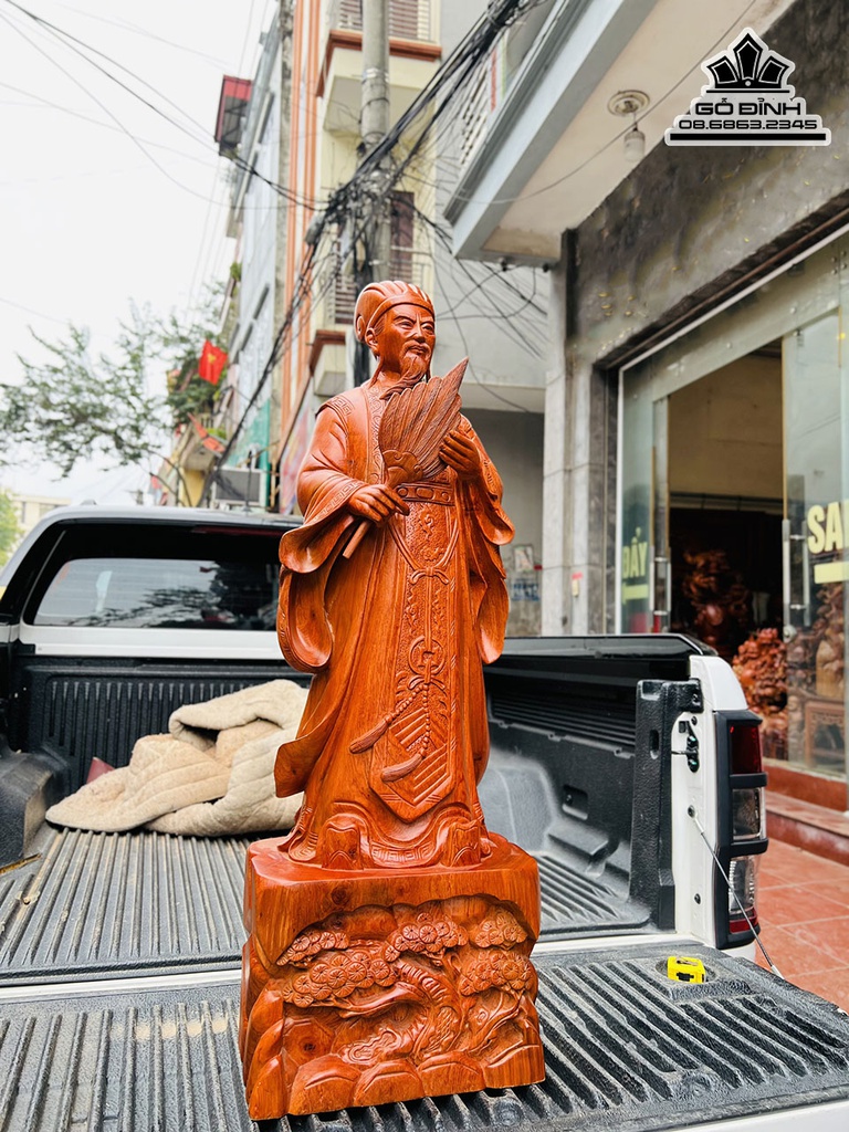 Tượng Gia Cát Lượng (Khổng Minh)Gỗ Hương Cao 100 Ngang 35 Sâu 22 (cm) 5