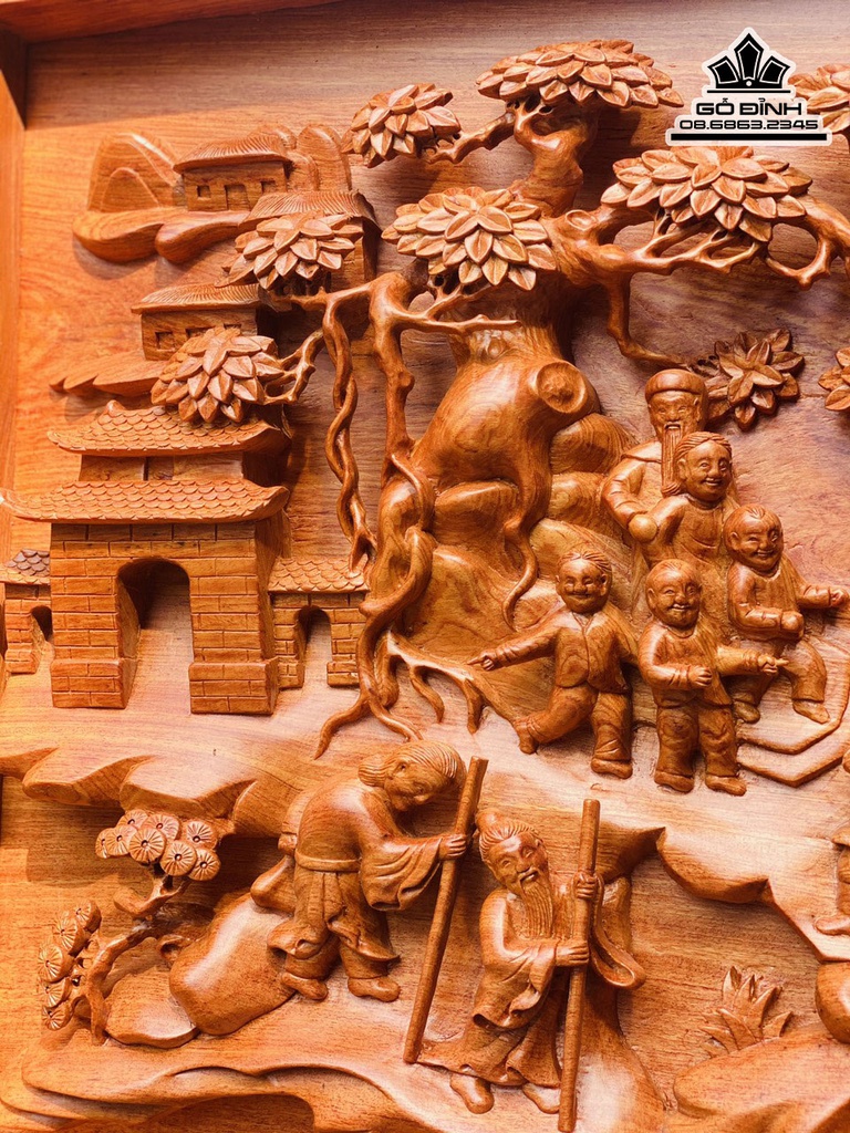 Tranh Vinh Quy Bái Tổ Gỗ Hương Đá Dài 151 Rộng 71 Dày 7 (cm) 0