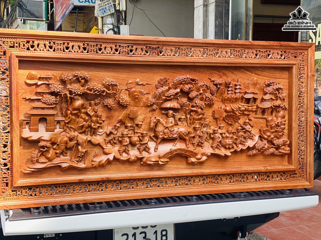 Tranh Vinh Quy Bái Tổ Gỗ Hương Đá Dài 151 Rộng 71 Dày 7 (cm) 1