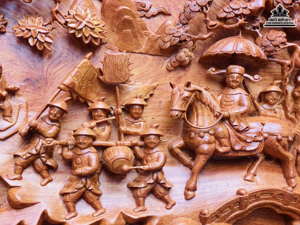 Tranh Vinh Quy Bái Tổ Gỗ Hương Đá Dài 151 Rộng 71 Dày 7 (cm)3