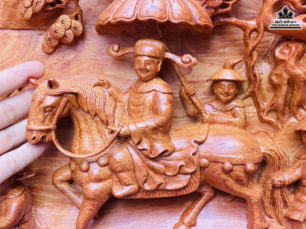 Tranh Vinh Quy Bái Tổ Gỗ Hương Đá Dài 151 Rộng 71 Dày 7 (cm) 9