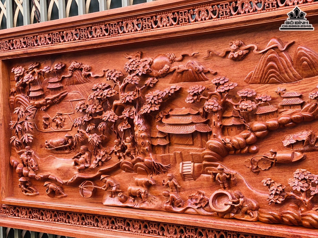 Tranh Tiểu Cảnh Đồng Quê Gỗ Hương Đá Dài 151 Rộng 78 Dày 7 (cm) 1