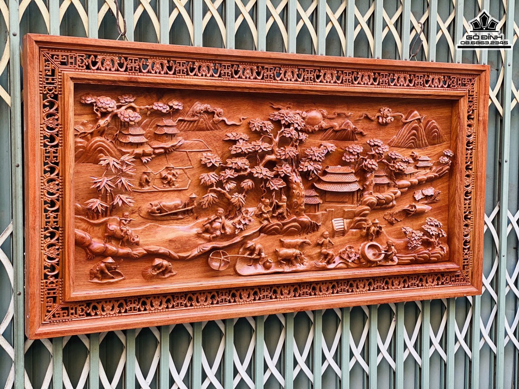 Tranh Tiểu Cảnh Đồng Quê Gỗ Hương Đá Dài 151 Rộng 78 Dày 7 (cm)3