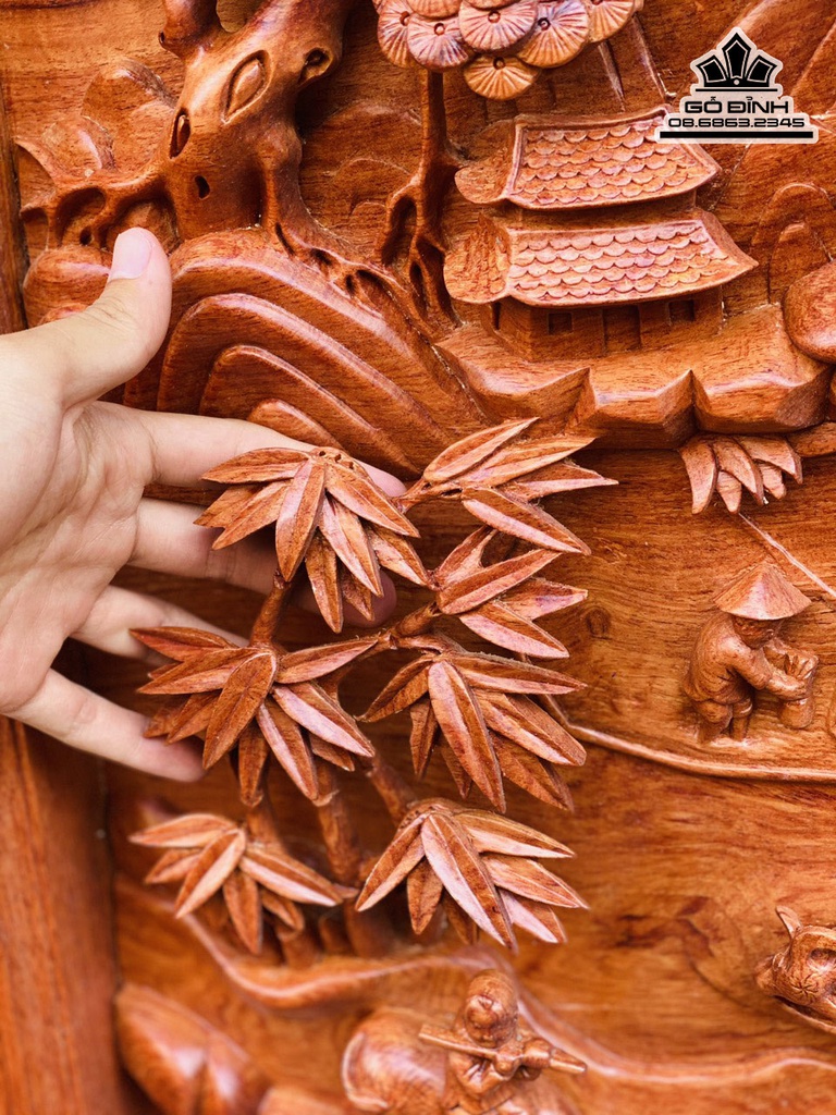 Tranh Tiểu Cảnh Đồng Quê Gỗ Hương Đá Dài 151 Rộng 78 Dày 7 (cm)4