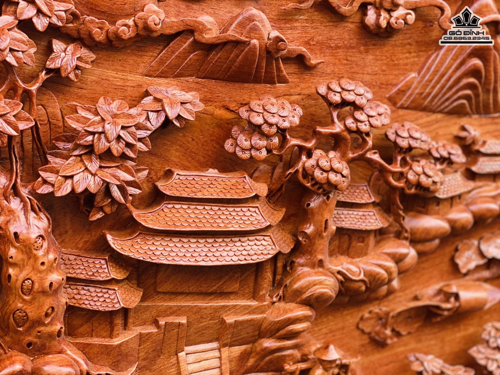 Tranh Tiểu Cảnh Đồng Quê Gỗ Hương Đá Dài 151 Rộng 78 Dày 7 (cm)5