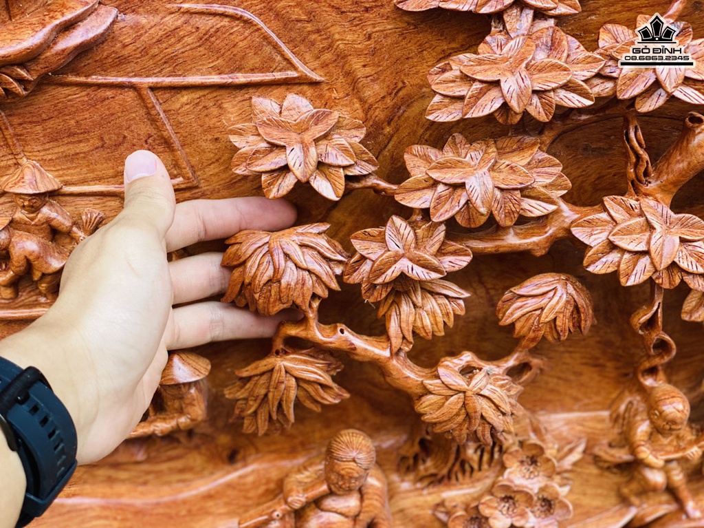 Tranh Tiểu Cảnh Đồng Quê Gỗ Hương Đá Dài 151 Rộng 78 Dày 7 (cm)