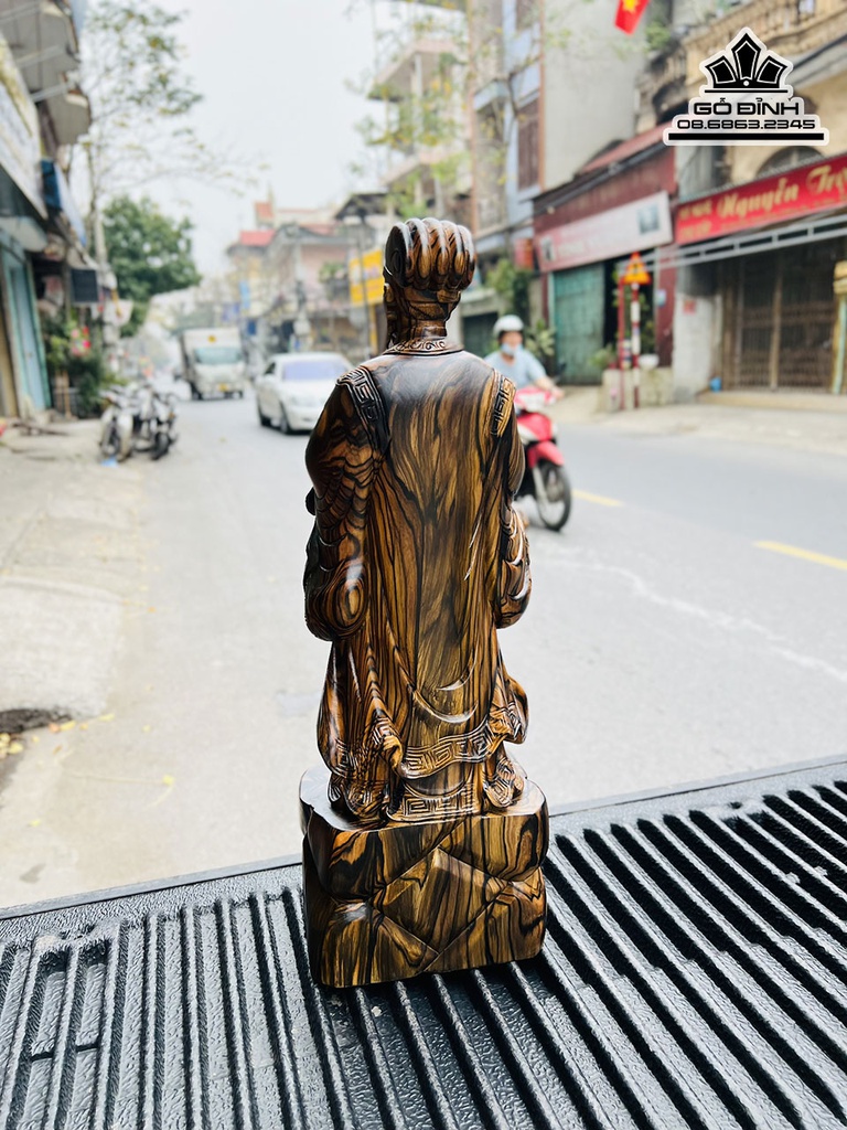 Tượng Gia Cát Lượng Gỗ Mun Liền Khối Cao 60 Ngang 21 Sâu 13 (cm)6