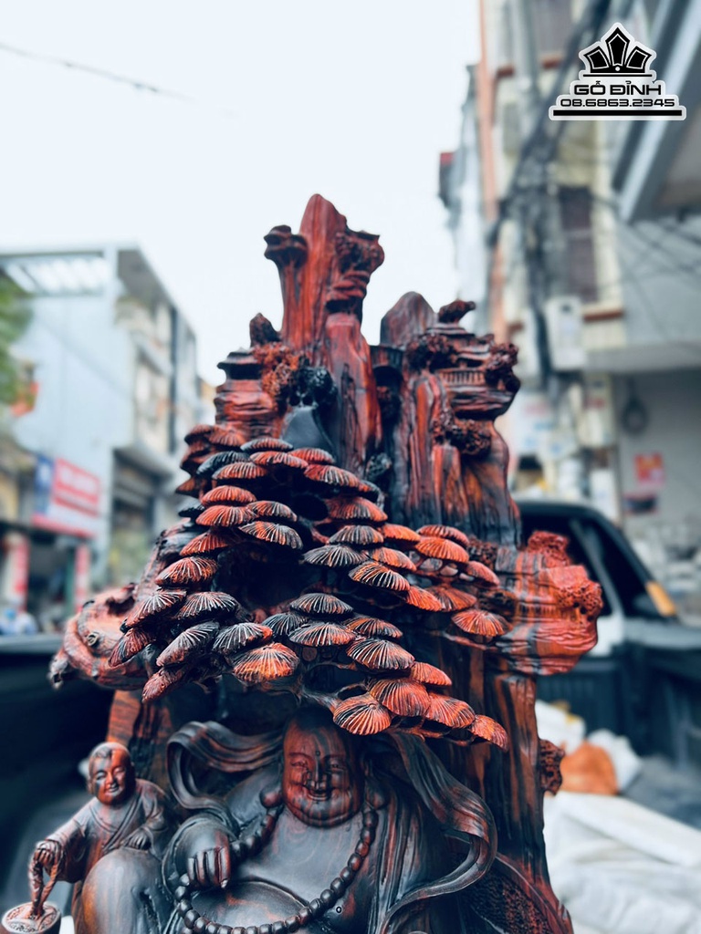 Tượng Phật Di Lặc Tam Phúc Gỗ Trắc Cao 88 Ngang 40 Sâu 25 (cm) 3