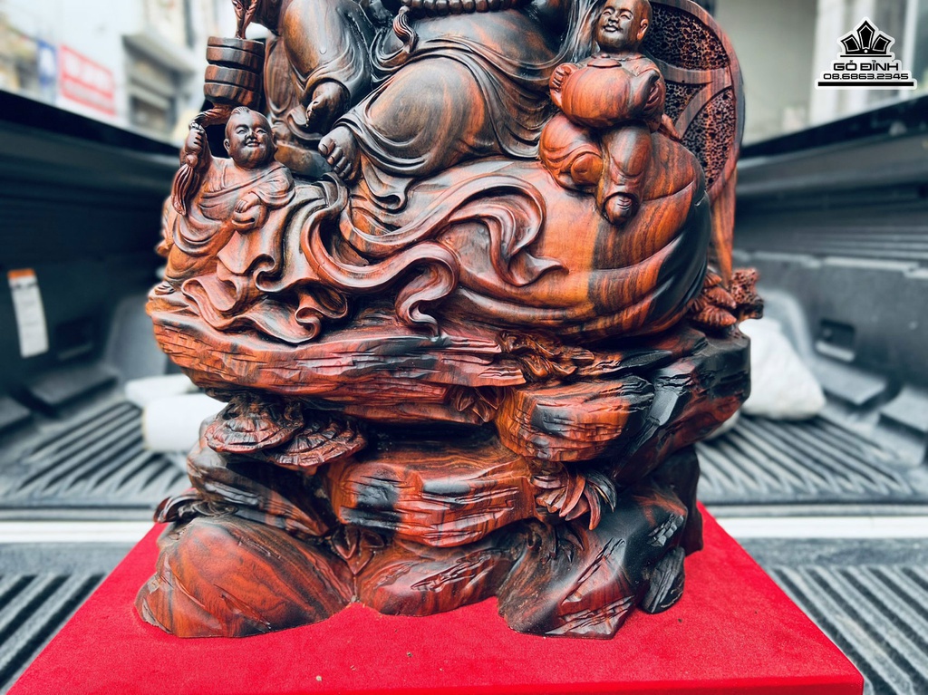 Tượng Phật Di Lặc Tam Phúc Gỗ Trắc Cao 88 Ngang 40 Sâu 25 (cm)7