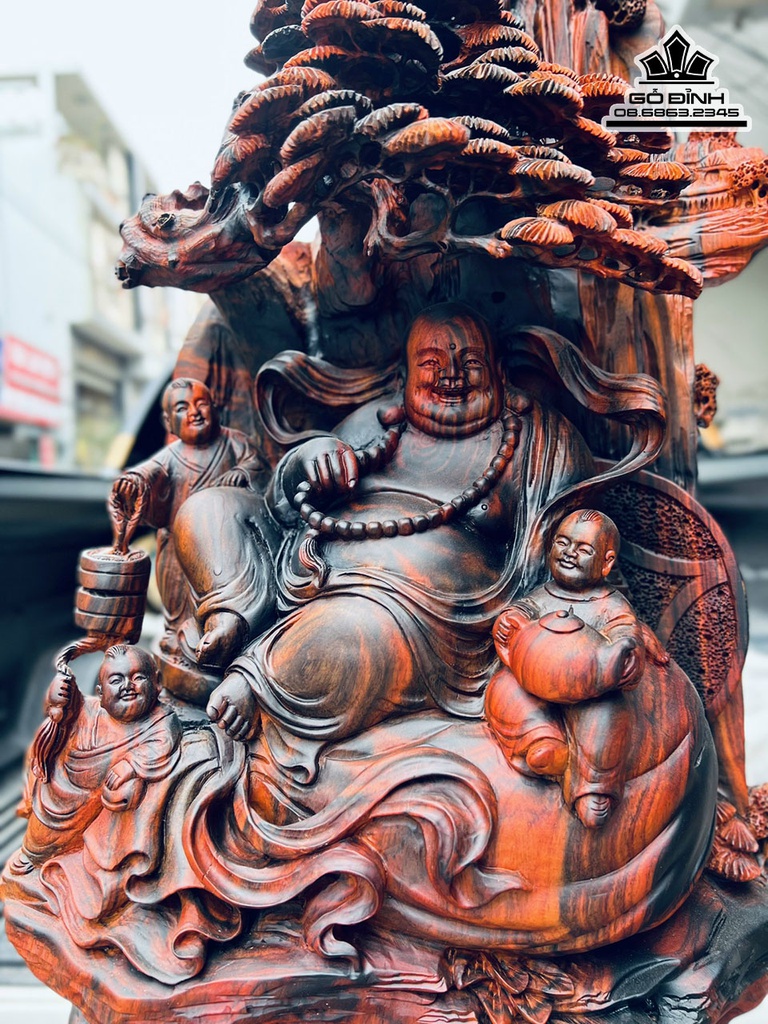 Tượng Phật Di Lặc Tam Phúc Gỗ Trắc Cao 88 Ngang 40 Sâu 25 (cm)8