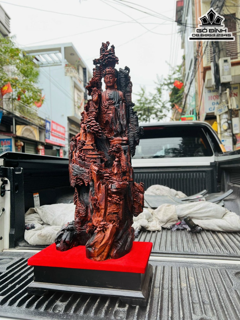 Tượng Nhất Tâm Bái Phật Gỗ Trắc Cao 96 Ngang 37 Sâu 25 (cm) 1