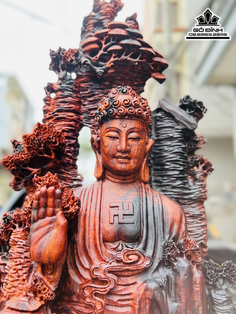 Tượng Nhất Tâm Bái Phật Gỗ Trắc Cao 96 Ngang 37 Sâu 25 (cm) 4