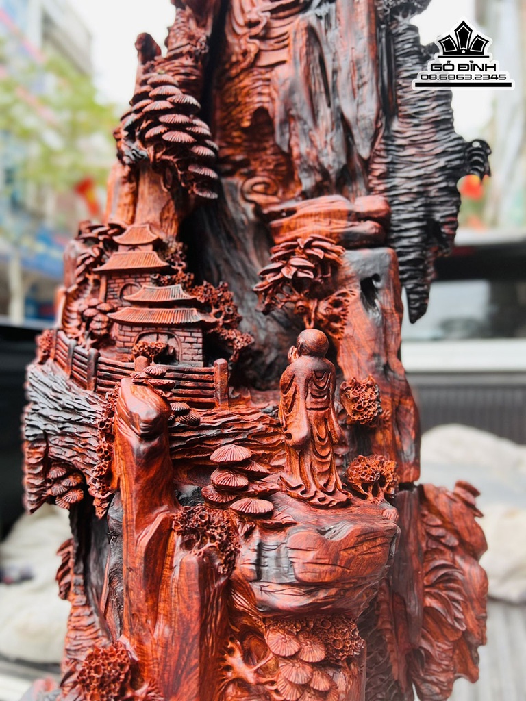 Tượng Nhất Tâm Bái Phật Gỗ Trắc Cao 96 Ngang 37 Sâu 25 (cm)5