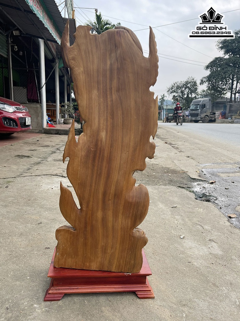 Tượng Quan Âm Đứng Đài Sen Gỗ Bách Xanh Cao 90 Ngang 36 Sâu 22 (cm) 2