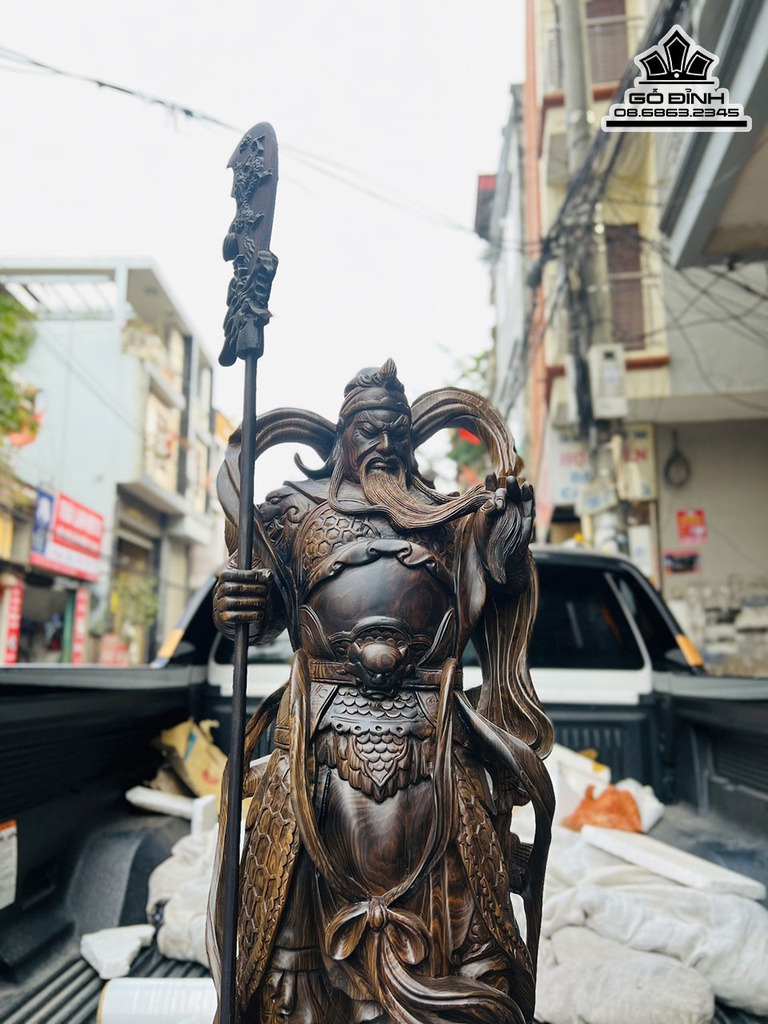 Tượng Quan Công Gỗ Mun Cao 80 Ngang 29 sâu 16 (cm) 0