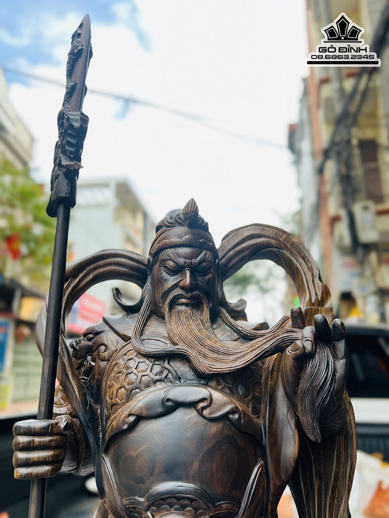 Tượng Quan Công Gỗ Mun Cao 80 Ngang 29 sâu 16 (cm) 2