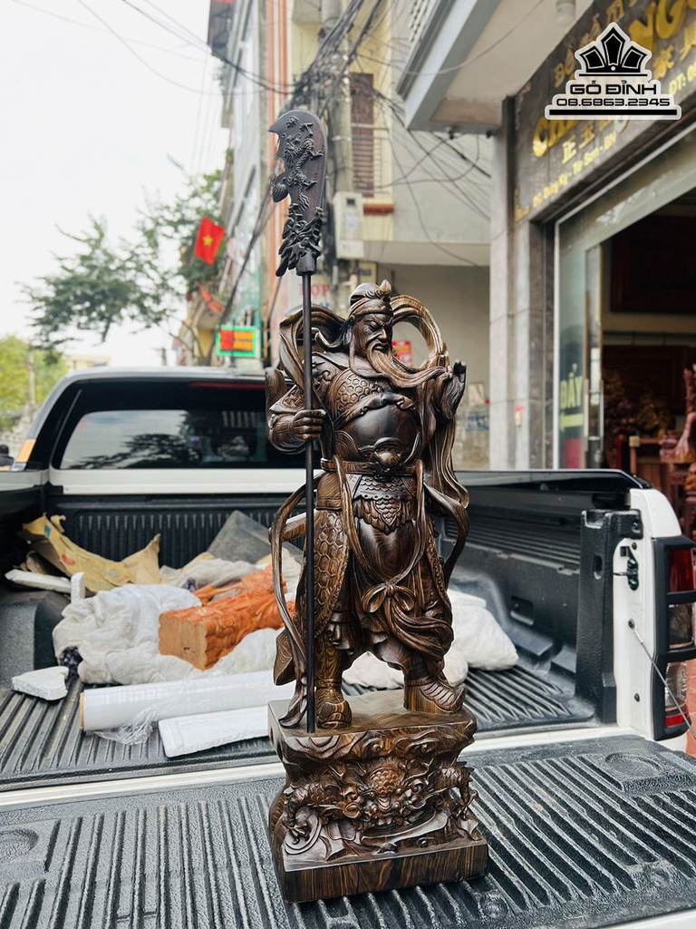 Tượng Quan Công Gỗ Mun Cao 80 Ngang 29 sâu 16 (cm) 3