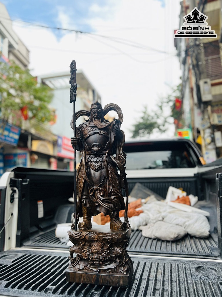 Tượng Quan Công Gỗ Mun Cao 80 Ngang 29 sâu 16 (cm)7