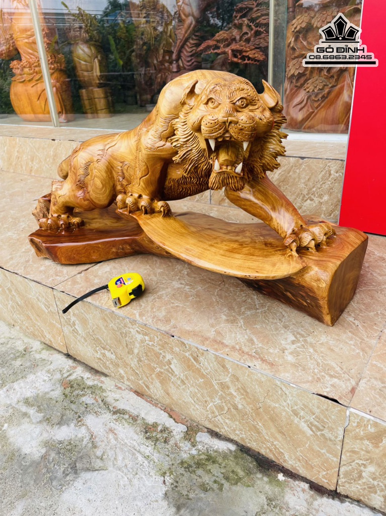 Tượng Hổ Gỗ Hương Ta Liền Khối Cao 39 Ngang 86 Sâu 35 (cm) 0